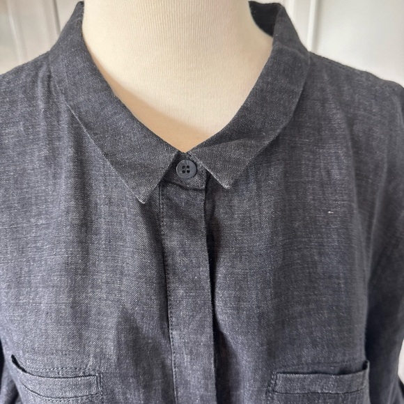 Eileen Fisher Organic Linen Dress Tunic XL Dark Blue Denim Color - Picture 2 of 12